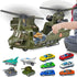 Yiwsnust Military Helicopter Toys Set with Light - Friction Powered Transport Helicopter Toy