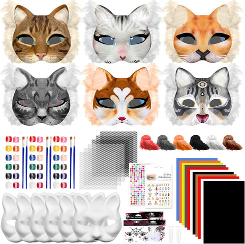 Blurap 101 PCS Therian Mask Kit Cat Masks Halloween Furry Mask Kit