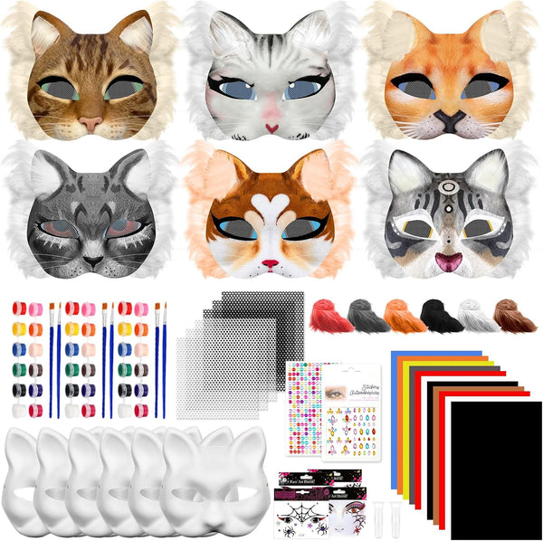 Blurap 101 PCS Therian Mask Kit Cat Masks Halloween Furry Mask Kit