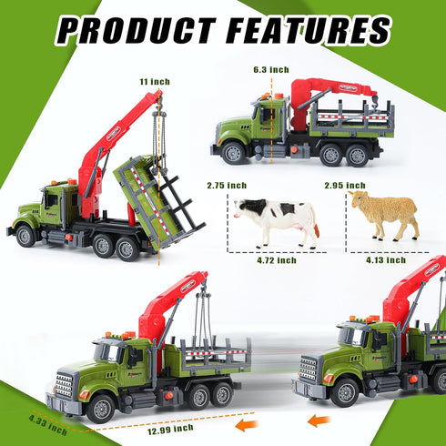 Chyucjl 3 4 5 6 7 Playset Ages3+ Large Farm Animal Transportation Truck Toys for Year Old Boys Girls Kids Toddlers
