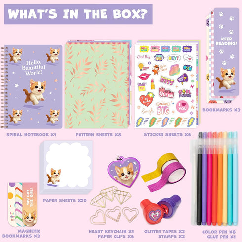50+ Set 7 8 9 10 11 12 13 14 Clever Fox DIY Journal Kit for Girls Pcs Art & Craft Journaling for Kids & Teens Creative