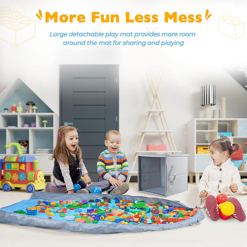 13" 13" 13" SAM AND MABEL Toy Storage Organizer with Play Mat x x Storage Box for Kids' Playroom, Stackable