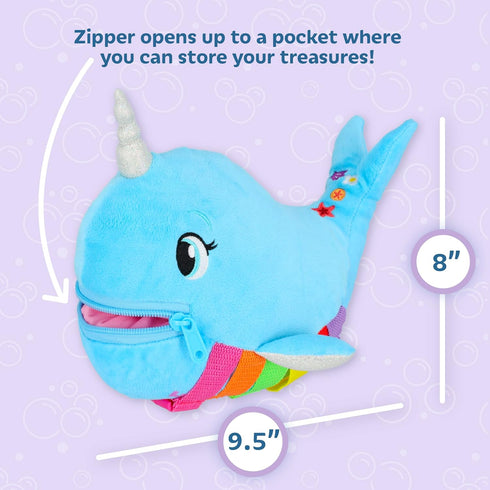 Buckle Toys - Bubbly Narwhal - Develop Fine Motor Skills - Sensory Learning Activity Toys - Toddler Plane Travel