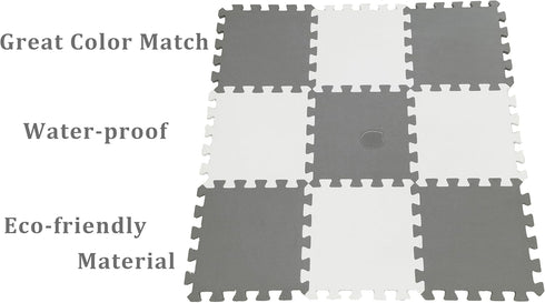 Fuzayylu 18 Pieces Foam Play Mat, Interlocking Playmat Tiles, Foam Floor Mat Tiles, Puzzle Play Mats, Exercise Gym Mats