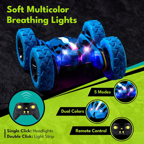 6-12, 4WD 360 Threeking New Remote Control Car RC Flip Stunt Double Sided Driving Cars Toys for Boys Girls Ages USB-C