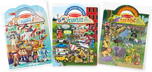 Melissa & Doug M&D Puffy Sticker Bundle - Pirates, Vehicles and Safari