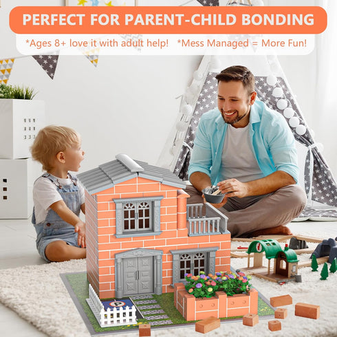 Greek Science 8+ Set Mini House Building Kit for Kids Age - Block Building Toys with Real Mini Bricks, STEM Creative