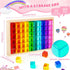 Meooeck 60 Pcs Acrylic Gem Cubes, Translucent Rainbow Building Blocks, Educational Sensory Training Toys with Storage