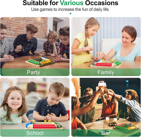 WUAGNCK 2-4 Shut The Box Game Wooden with Dice, Player Math Strategy Game for Adults Kids - Close The Box Board Number