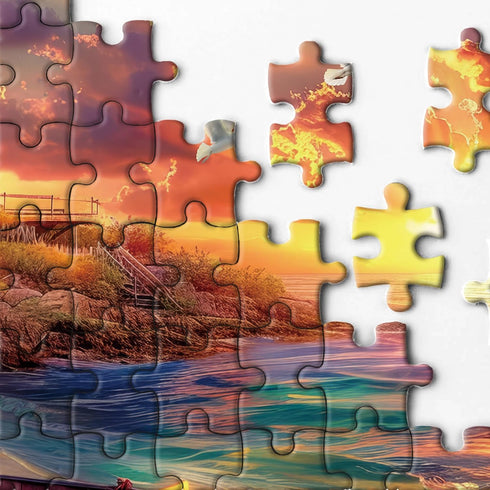 Beach Ocean Lighthouse Puzzle for Adults, 1000 Pieces, Summer Sunset Landscape Jigsaw Puzzle
