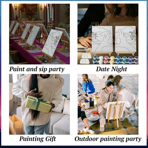 2 Pack 8x10 Sip and Paint Kit for Adults Couples Painting Kit Pre Drawn Canvas to Paint Valentines Day at Home Date