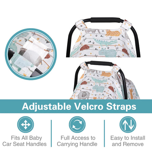 Metplus Muslin Carseat Cover for Babies, Lightweight Breathable Infant Carrier Cover for Girls & Boys