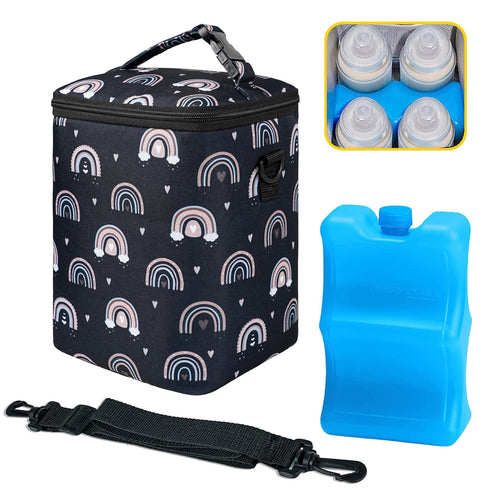 BLantt Breastmilk Cooler Bag with Ice Pack Fits 4 Baby Bottles Up To
