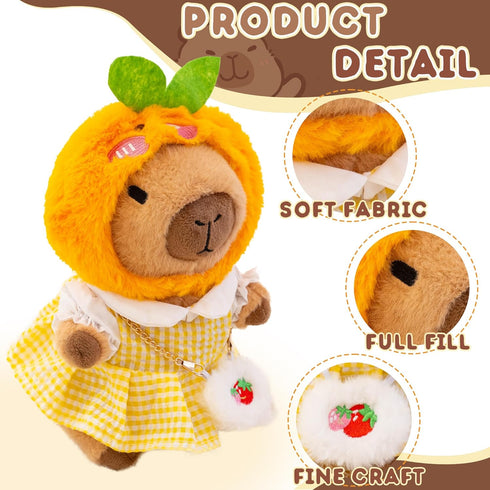 WAKSUN Plushies,10 Set,9 10.2 Capybara Plush for Boys Girls Birthday Dress Up Cute Pcs Clothes and Accessories Kawaii