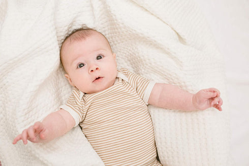 Cozy Lulujo Waffle Weave Baby Blanket in Vanilla