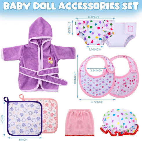 21 Pcs Baby Doll Accessories Diaper Bag Set with Feeding and Caring Accessories for Boys Girls Birthday Gifts