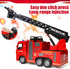 MQDMINI 3 Remote Control Fire Truck Toy - Fireman Fire Truck with Jet Pump and Lights, Red Toy for Year Old Boys, Girls
