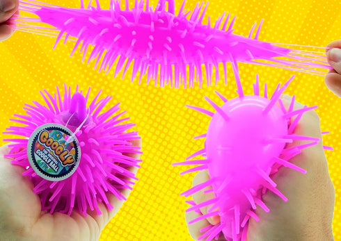 Googly Puffer Ball Rubber Stretchy Spike Ball (2 Units Assorted), Soft Squishy Fidget Toy for Kids & Adults