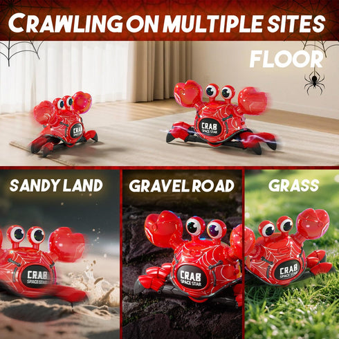 WINJOYMAX 360-Degree 2.4GHz 3 4 5 6 7 8 9 10 Remote Control Robot Crab Toy, Rechargeable With LED Lights And Music