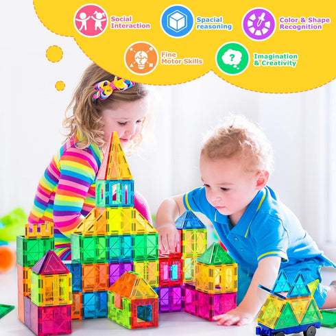 cossy 120Pcs Magnet Tiles Magnetic 3D Building Blocks Set for Kids 3+ with Stronger Magnets, Educational Construction