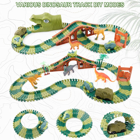 GIAT Dinosaur Track Toys, Best Birthday Gifts for 3-7 Year Olds, Dinosaur Race Car Track with Light & Sound