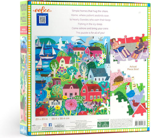 eeBoo: Piece and Love Swedish Fishing Village 1000 Piece Square Puzzle, Glossy, Sturdy Puzzle Pieces, A Cooperative Activity with Friends and Family