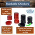 WE Games Checkers Pieces Only - Wooden Checker Board Game Pieces, 24 Stackable Black and Red Player Pieces