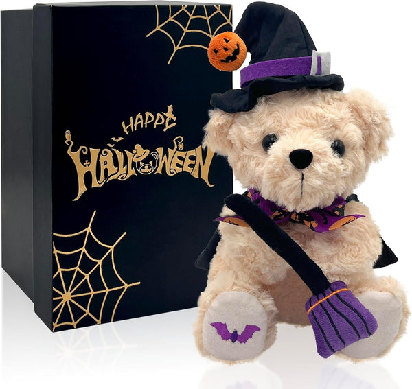 Halloween Plush Bear - Halloween Pumpkin Witch Stuffed Animal Teddy Bear, 8 Inch