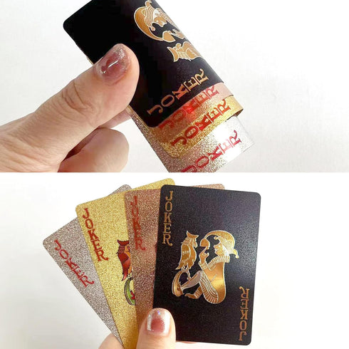 4 Decks Waterproof Playing Cards - Gold Silver Plastic Poker Cards for Standard Games, Family Game Parties