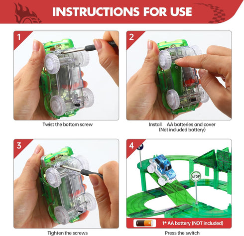 Magnetic Track Cars Replacement Only - Flex Track Race Cars Accessories for Kids Ages 3+, Compatible with Magnetic Car