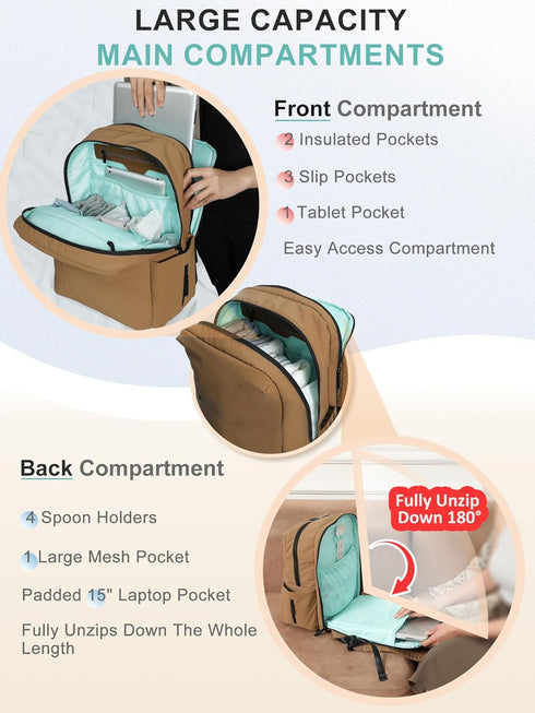 Backpack 15 MOMINSIDE Diaper Bag - Large Puffer Diaper Bag - Neoprene Diaper Bag Quilted Baby Bag, Large Changing Pad