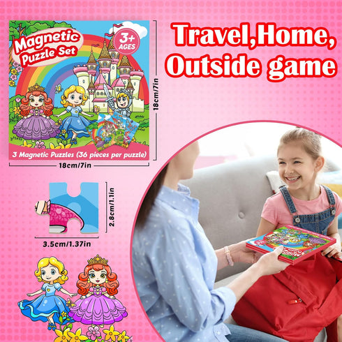36 Pieces Magnetic Puzzles for Toddlers 3-5, Airplane Car Road Trip Activities for Kids 3-6 Years