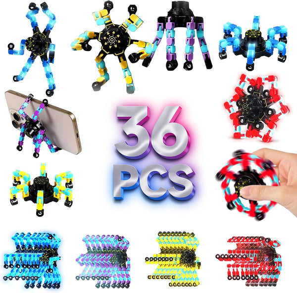 Hdnpea Easter Basket Stuffers for Kids, 36PCS Glow Transformable Fidget Spinners for Kids