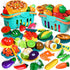 100 Pcs Play Food Set for Kids Kitchen, Pretend Food Toy for