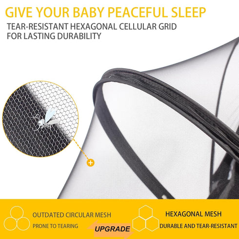 UPF50+ 2-in-1 3D Sunshade Stroller Cover, Stroller Sun Shade with Two-Way Zipper, Universal Breathable Baby Mosquito