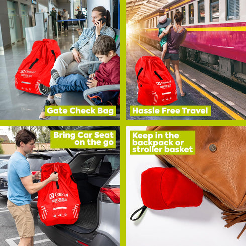 Infant Car Seat Travel Bag for Airplane - Durable Gate Check Bag for Car Seats that fits easily on Convertible Car