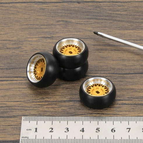 RCAWD Rim Wheel Drift Tire for 1/28 Wltoys K969 K989 P929, Drift Rally Kyosho Mini-Z Mini-Q Mini-D (Yellow)