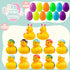 12 JOYIN Pcs Filled Easter Eggs with Rubber Duck and Rabbit Duckies, Bright Colorful Prefilled Easter Eggs for Kids Fun