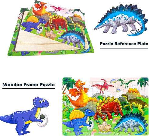 Wooden Jigsaw Puzzles for Kids Ages 3-5 - 6 Pack, 30 Pieces Colorful Educational Learning Toys