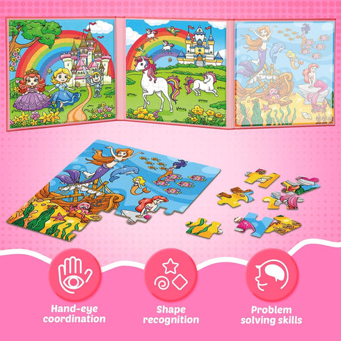 36 Pieces Magnetic Puzzles for Toddlers 3-5, Airplane Car Road Trip Activities for Kids 3-6 Years