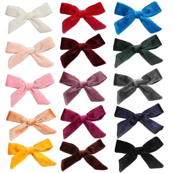 inSowni 15 Pack Velvet Bow Alligator Hair Clips - Barrettes Accessories for Baby Girls, Toddlers, Teens, Kids