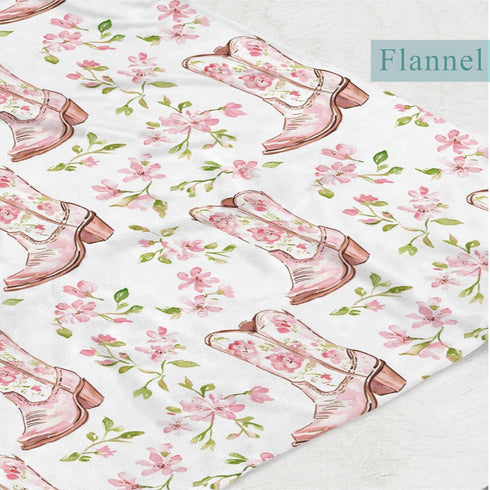 Wicbfdfv 60x80inch Watercolor Cowgirl Boot Pink Baby Blanket Girls Boys Cowgirls Floral Leaves Swaddle Blankets Wild