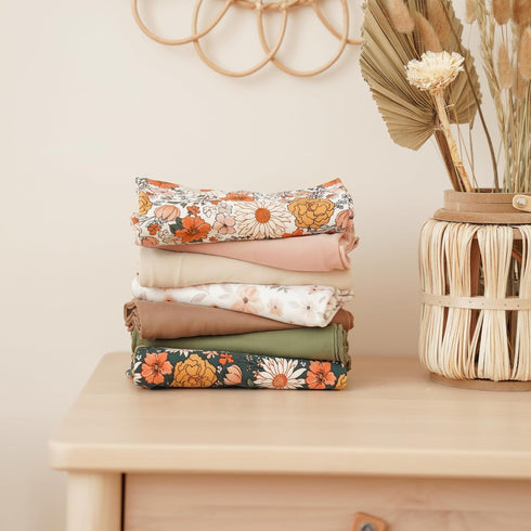 Konssy Baby Girl Newborn Receiving Blanket with Matching Headband and Beanie Set, Floral Print Nursery Swaddle Wrap