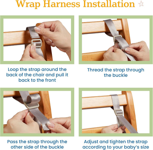 ECR4Kids 5-Point Universal Wrap Harness Strap for High Chairs, Replacement Part, Grey