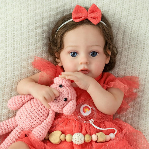 20 Inch Set, F963 3+ SCOM Reborn Baby Doll, Realistic Toddler Girl Doll with Soft Weighted Cloth Body & Vinyl Limbs