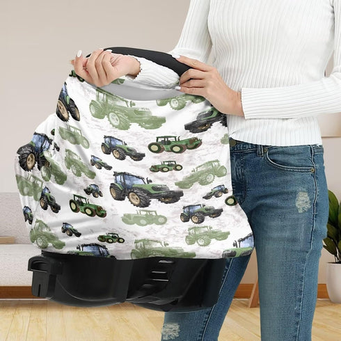 Binienty Womens Nursing Cover Breastfeeding Scarf, Truck Tractor Print Baby Car Seat Covers Multi Use Newborn
