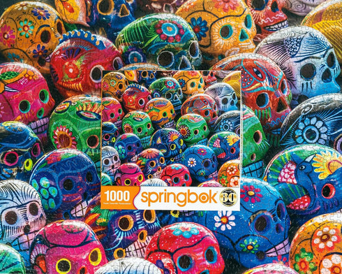 Springbok's Sugar Skulls 1000 Piece Jigsaw Puzzle - Colorful Display of Painted Skulls, Mexican Folk Art