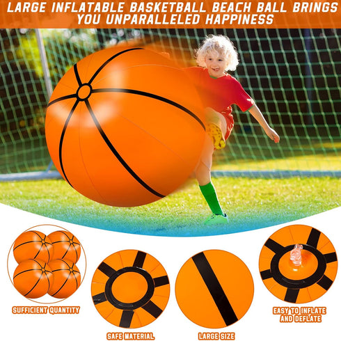 Meooeck 27 Inch Large Inflatable Basketball Beach Balls for Pool Summer Outdoor Activity Games and Birthday Party