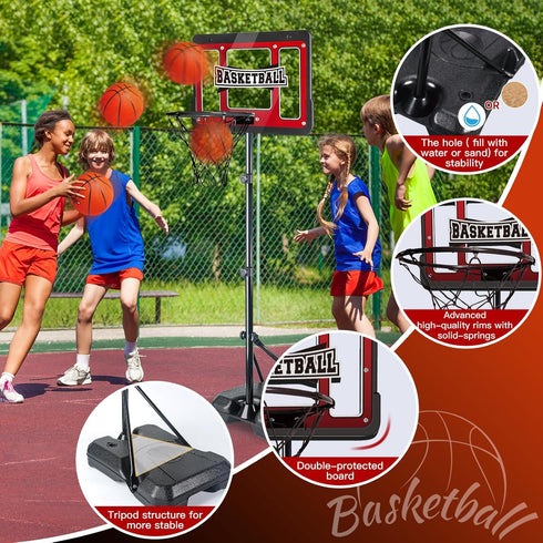 Kids Basketball Hoop, Adjustable Height Basketball Toy with Stand, Toddler Basketball Gifts for Boys Age 3-8, Indoor
