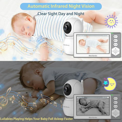 Baby Ganibs 4.3'' 1000ft 30-Hour 2-Way Baby Monitor with Camera and Audio, Video Baby Monitor with Long Range
